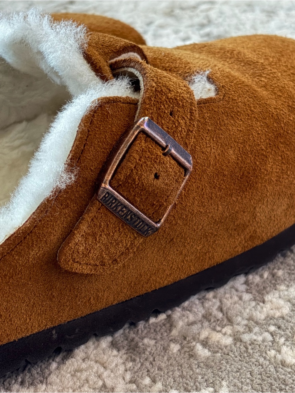 Birkenstock Shearling-Lined Suede Clogs in Chestnut Brown - Picture 8 of 8
